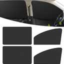 4 PCS Car Side Window Sun Shade Replacement, 33CM x 48CM x 62CM Front Side Window Protectors, 80CM x 48CM Vehicle Rear Window Curtain, Universal Accessories for Most Cars (Black)