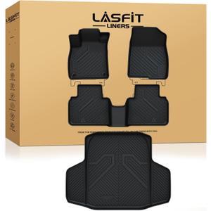 LASFIT Floor Mats & Trunk Mat for 10th Honda Accord Sedan 2018-2022 Gasoline & Hybrid, All Weather TPE Custom Fit Floor Liner, 1st & 2nd Row & Cargo Mat Full Set, Black