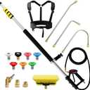 Pressure Washer Extension Wand, 4 FT Telescoping, 7 Spray Nozzles, Gutter Cleaner with Brush Head, 2 x 48 x 4 inches
