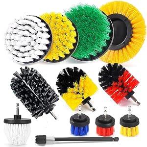 18 Pack Drill Brush Attachment Set, Power Cleaning Scrub Brushes for Drill, Extend Long Attachment, All Purpose for Car Detailing, Bathroom, Carpet, Tile Grout, Sinks, Corners