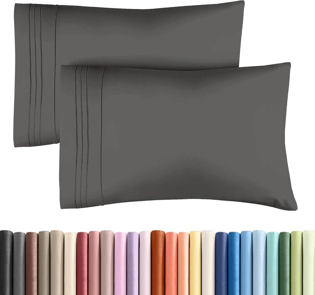 King Pillow Cases Set of 2 - Ultra Soft Hotel Quality Pillowcase Covers - Comfy, Cozy & Wrinkle Free - Shrinkage, Stain and Fade Resistant - Machine Washable Pillow Protectors - 2 Piece Set - Charcoal