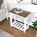 ChooChoo Farmhouse End Table, Narrow Side Table, Slim End Table with Storage Shelf for Small Spaces, Rustic Nightstand, for Living Room, Bedroom White, 1 Pack