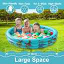 Dinosaur Inflatable Kiddie Pool, Blow Up 3-Ring Round Baby Play Center for Inside or Outdoor, Toddler Ball Pit/Fishing/Toys - 57'x15'
