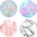 Multi-Function Cell Phone Stand,Rose Gold Pink White Marble Expanding Stand Grip for Smartphones and Tablets (4 Pack)