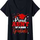 Womens Proud Aunt Of Class of 2025 Graduate Senior Graduation V-Neck T-Shirt (Small, Black)