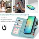 TwoHead for Samsung Galaxy S25 Plus Wallet Case with Card Holder, Detachable Magnetic Phone Case for S25 Plus, PU Leather All-Round Protective Phone Case Wallet with Wrist Strap, Blue