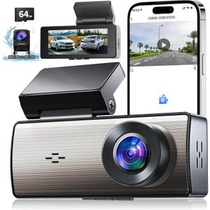 4K+2K Dash Cam Front and Rear,Dash Camera for Cars,Built-in 64G Card,5G WiFi APP Control,HDR Night Vision,24H Parking Mode,Loop Recording,Support 512GB Max(4k+2k)