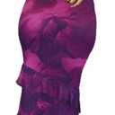 SEBOWEL Women Floral Mesh Long Skirt Tiered Sheer See Through Skirt Bohemian Boho High Waist Bodycon Mesh Ruffle Maxi Skirt (Purple, M)