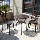 C/G 3 Piece Bistro Set,Outdoor Patio Set,Anti-Rust Cast Aluminum Bistro Table Set for Park Yard Front Porch Furniture(Antique Copper)