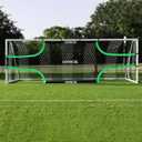 Soccer Goal Target Net - 24ft x 8ft Scoring Training Equipment - Improve Kick Practice Shooting Targets, Portable Football Target Sheet with Carry Bag, Ground Stakes, Bungee Cord Included
