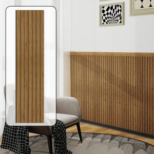 RODENET Wall Wainscoting Panel Kit, 8-Pack 38.6"x9.8"(98x25cm) Slat Panels with 2-Pack Molding Trims, Beadboard Board and Batten Panels, DIY Wall Panel Kit - Cover 21.6 Sq.Ft (Teak)