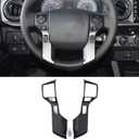 LLKUANG Car Steering Wheel Moulding Chrome Cover Trims Stickers Fit for Toyota Tundra 2014-2021 Tacoma 2016-2022 ABS Steering Wheel Cover Trim Accessories(Matte Black,3+3 Holes Style)