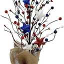 Patriotic Artificial Berry Stem 4th of July Berries Picks White Blue Red Stars for 4th of July Memorial Day National Dayberry Picks for Independence Day Wedding Home Decor