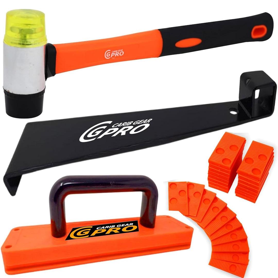 43-Piece Laminate Flooring Installation Kit Tapping Block with Handle Heavy Duty Pull Bar, Reinforced Mallet, 40 Spacers, Vinyl Plank & Wood Floor Tools, Flooring Kit for Laminate & Vinyl Planks