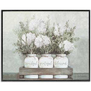 Stupell Industries 'Pristine Hydrangea Bouquet Sentiments', Framed Giclee Art, Black, 20 x 16 Inches, Easy to Hang and Sturdy, Made in USA, by Dogwood Portfolio