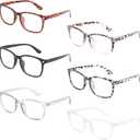 MIGSIR 6 Pack Blue Light Blocking Glasses for Computer Gaming, Fashion Fake Anti Eye Strain Eyeglasses for Women Men (6 Pack Mix-02)