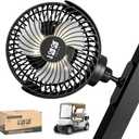 10L0L Rechargeable Golf Cart Fans - 60Hrs Runtime Big Battery Operated Portable Fan 360 Rotatable Head, Fits EZGO/Club Car/Yamaha Golf Cart with LED Light