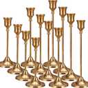 Brass Taper Candle Holders 4 Sets(12 Pcs) - Tall Metal Candlestick Holders for Table Centerpiece, Formal Dinner, Wedding, Fireplace Mantel Decor, Fits 3/4 Inch Thick Candles