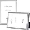 Autjvy 3.5x5 Picture Frame Silver Brushed Modern Simple Thin Aluminum Metal Photo Frame with HD Real Glass, Display for Tabletop and Wall Collage. (2 Pack)