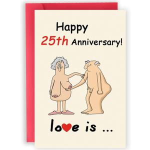 3 x Funny 25th Anniversary Card Gift for Husband Wife Couple, 8 x 5.3 inches