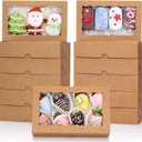 50PCS 8x5x2 Inch Bakery Boxes with Window for Chocolate Covered Strawberries, Cookies, Cakesickle, Brownies, Donut & More