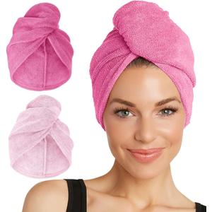 Turbie Twist 2Pack Microfiber Hair Towel for Beauty, Travel, Gifting  Hair Wrap Turban for Straight, Wavy & Curly Hair  Premium Hair Care  Dark Pink & Light Pink
