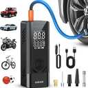 Tire Inflator Portable Air Compressor, 150PSI Cordless Air Pump for Car Tires, Battery & 12V DC Dual Power Electric Bike Tire Pump with Digital Pressure Gauge, LED Light, for Motorcycle, Ball