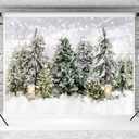 Kate 8×8ft Christmas Photo Backdrop Winter Christmas Tree Flashing White Snow Forest Christmas Party Decoration Portrait Photography Tomguncies Photos Video