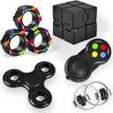 5PC Fidget Toys Adults Set Fidgets for Classroom Must Have Autism Sensory Pack Figette Cube ADHD Special Treasure Prize Tool Stress Relief Desk Cool Gadget for Kid Easter Basket Stuffers for Teen Boys