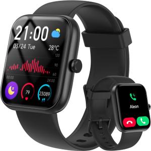 Smart Watch for Women Men with Bluetooth Call, Alexa Built-in Smartwatch, 1.83"DIY Dial Fitness Watch with Sleep Heart Rate Monitor, 110+ Sport Modes, IP68 Waterproof Watch Compatible with Android iOS (Black)