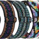 Quick Release Adjustable Stretchy Watch Band - Choice of Width - 18mm, 19mm, 20mm, 22mm Elastic Watch Straps Solo Loop Sport Nylon Replacement Wristband (Boho Set)