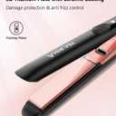 Annlary Hair Straightener 1 Inch Flat Iron and Curler 2 in 1 Titanium Ceramic Ionic Dual Voltage Straightener with Heat-Resistant Silicone, for Less Frizz, Shinier & Smoother (Black,Rosegold)