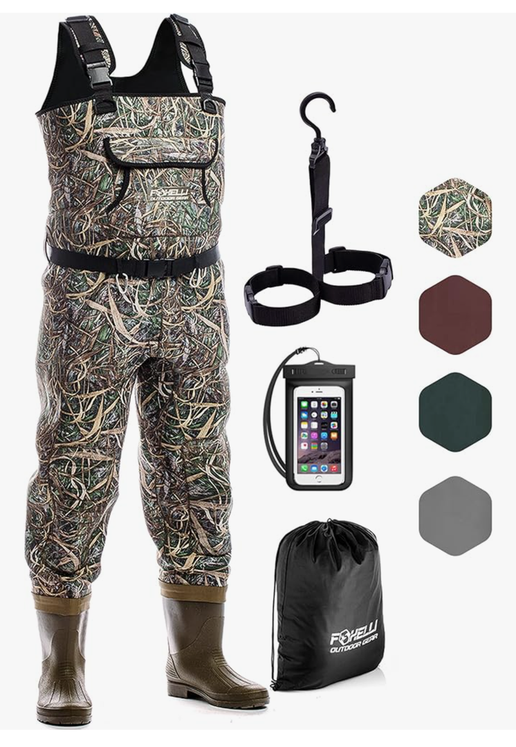 Foxelli Chest Waders, Waterproof 4mm Neoprene Hunting & Fishing Waders for Men & Women with Boots Size 10 Foxelli Chest Waders, Waterproof 4mm Neoprene Hunting & Fishing Waders for Men & Women with Boots Size 10