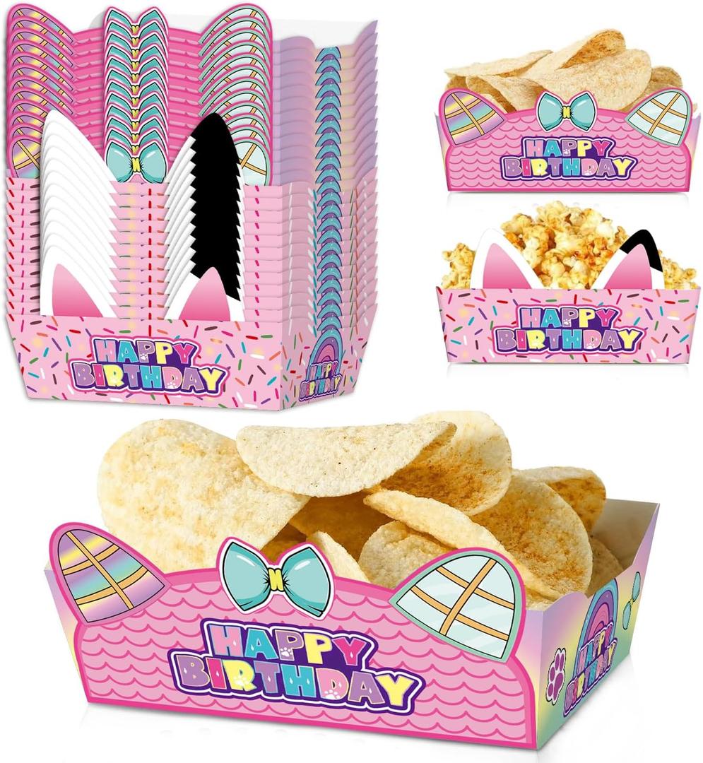 2 x KMZFPYJ Cartoon Dollhouse Party Food Serving Trays, Disposable Paper Food Trays Serving Trays Dollhouse Theme Cartoon Paper Trays for Birthday Party Supplies (25 Pack)