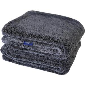 SHSCLY Microfiber Car Drying Towel Large Double Twist Pile 1200GSM Gray 35.5 x 24 Inches Pack of 1