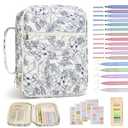 Bible Cover Case for Women Large Bible Cover with Durable Handle Quilted Bible Carrying Case for Girls Bible Study Supplies Accessories (Big Blue Flower, Big Blue Flower)