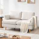 BFD Small Loveseat Sofa Couch, 65" Mid Century Modern Love Seat Couches for Living Room, Extra Deep 2-Seat Small Sofa Furniture for Small Spaces Apartment, Dorm, Office, Beige(Missing legs)