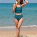 BMJL Womens High Waisted Bikini Sets Halter Two Piece Swimsuits Sporty Ribbed Tummy Control Bathing Suit (M)
