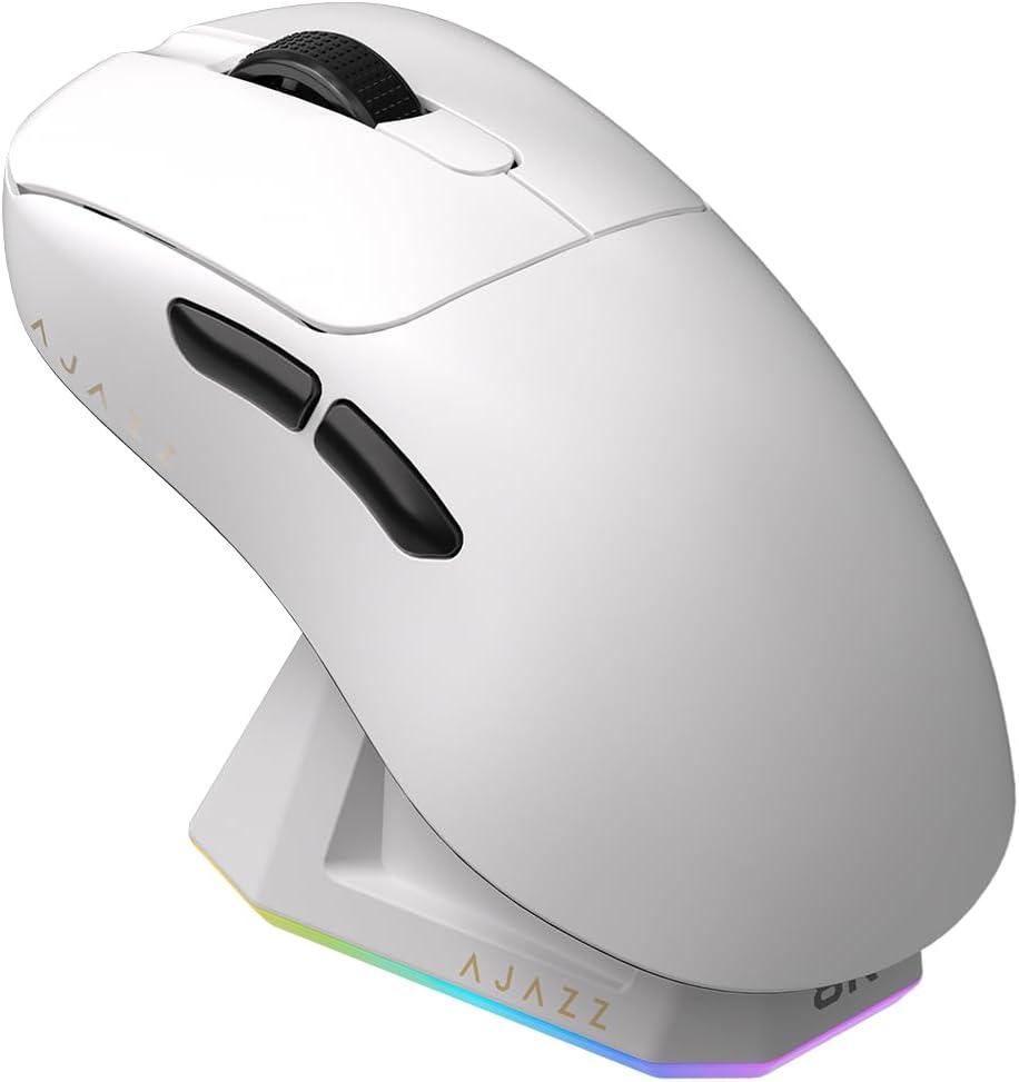 FIRSTBLOOD ONLY GAME. AJ179PRO 8K Wireless/Bluetooth/Wired Gaming Mouse, PAW3395 26000 DPI Optical Sensor, Computer PC Laptop, White