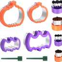 Halloween Cookie Cutters Set, 8pcs Bat and Pumpkin Shape Biscuit Cookie Cutters in 4 Sizes, Stainless Steel Food Decoration Tools and Kitchen Baking Accessories for Halloween