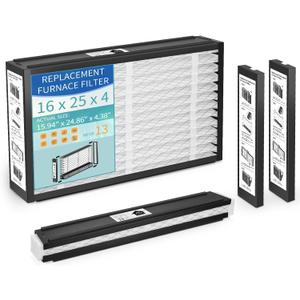 2-Pack 16x25x4 Replacement Air Filter for Honeywell FC100A1029 MERV 13 Allergy & Dust Defense, Pleated HVAC AC Furnace Filters(Actual Size: 15.94 x 24.86 x 4.38 Inches)