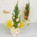 2 x Small Decorative Easter Trees, Foam Carrot and Egg Details, Seasonal Springtime Home Accessories, 10.5 Inches (Pack of 2)