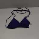 Women's Triangle Bikini Tops String Sexy Halter Push Up Padded Swimsuit Top (Medium, Navy)