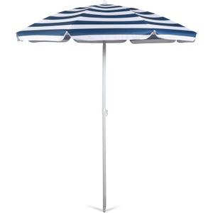 PICNIC TIME Outdoor Canopy Sunshade Beach Umbrella 5.5', Small Patio Umbrella, Beach Chair Umbrella, (Blue & White Stripe)