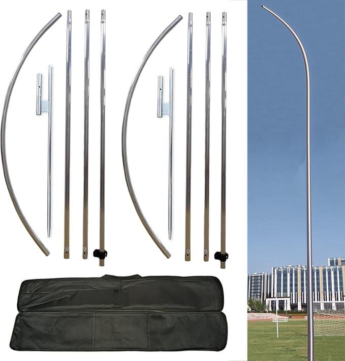 2 Packs Flag Pole Kit with Heavy Duty Ground Stake for Feather Flag Packed by Portable Durable Travel Bag,12 Feet Swooper Flag Pole Kit for Business Advertising