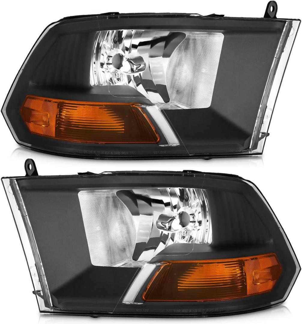 WEELMOTO Headlights Compatible with 2009-2012 Dodge Ram 1500 (Does NOT Fit Quad Beam Headlight Models) for 2010-2012 Dodge Ram 2500 3500