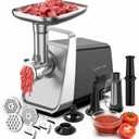 Electric Meat Grinder, Fruits & Tomato Sauce Maker with Strainer, Sausage Stuffer with Sausage Tube, 2 Blades, 3 Plates, Kubbe Kit, 2800W Max, Meat Mincer Heavy Duty for Home Kitchen