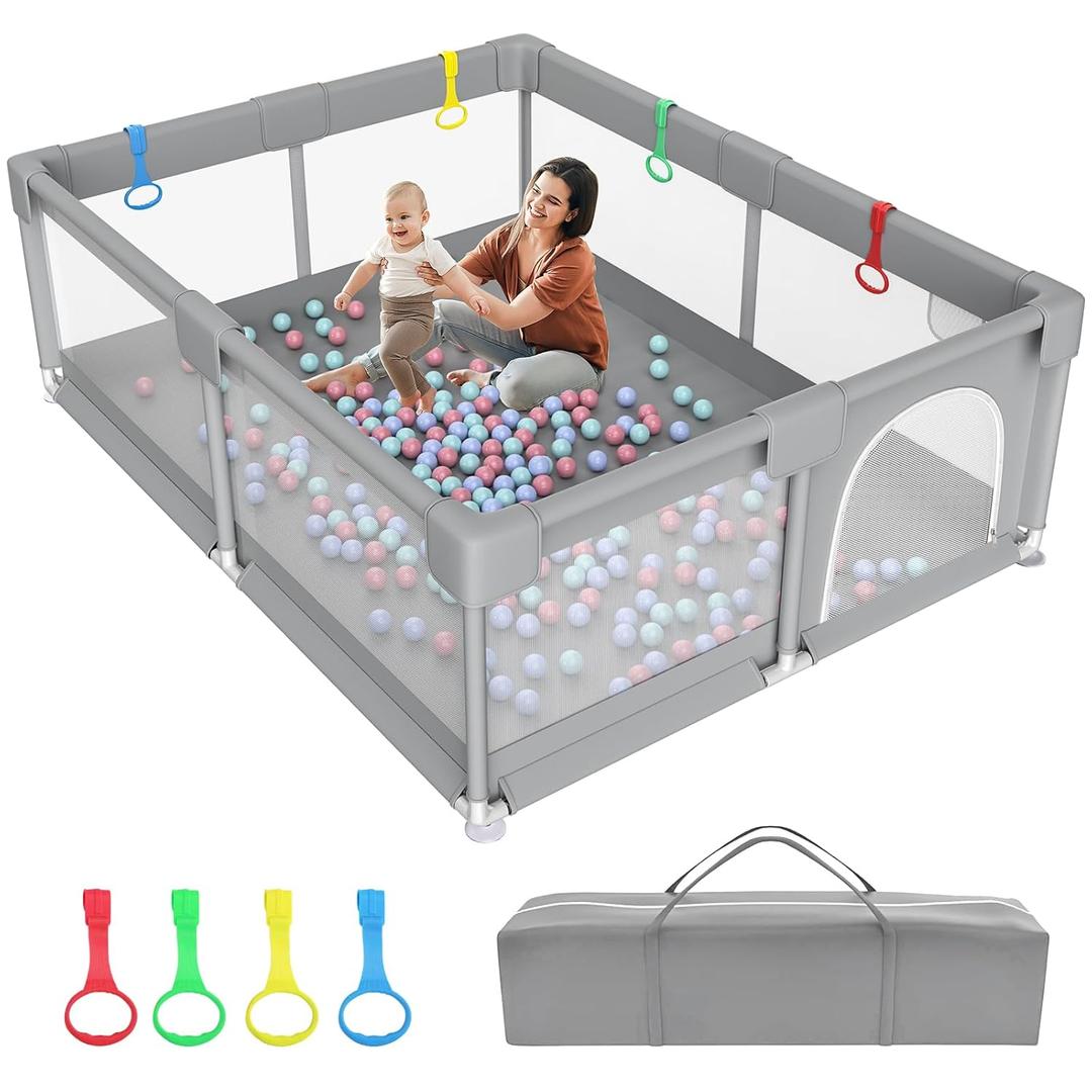 79" 71" Extra Large Playpen for Babies and Toddlers, Gap-Free, Climb-Proof Play Yard With Zippered Door and Storage Bag