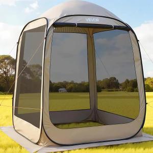 VEVOR Screen House Tent 6x6FT Pop-Up Screen Tent for 4–6 Person, Portable Screen Room Gazebo with Netting, Carry Bag & Ground Stakes, Instant Screen Canopy for Patio Backyard Garden Camping