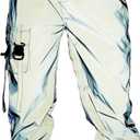 LZLRUN Men Rave Reflective Pants Breathable Zipper Trousers Casual Harajuku Night Sporting Jogger (Large, Silver)